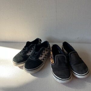 Vans Kids Black and Checkered Sneakers